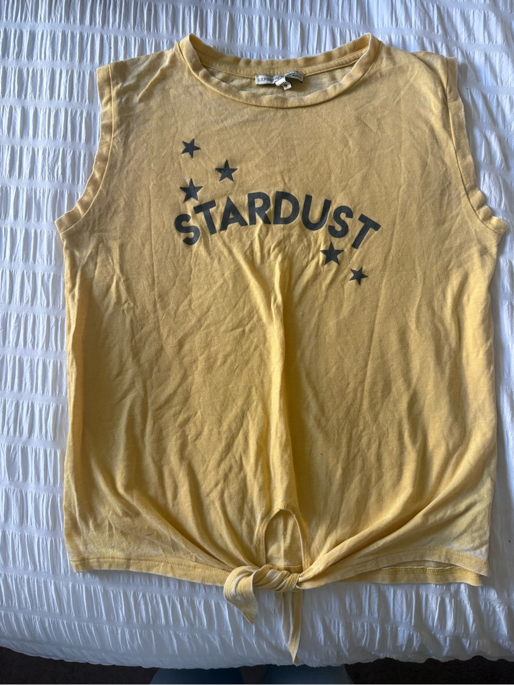 Express Stardust Tie-Front Muscle Tank - Yellow